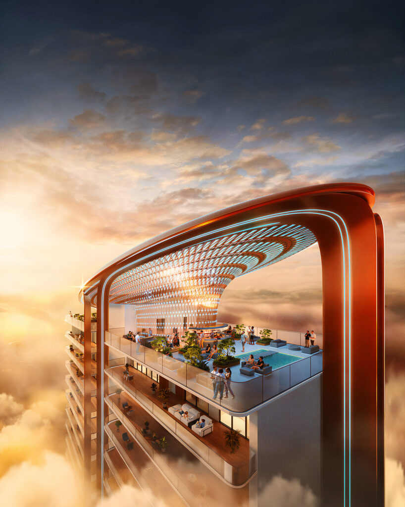 Parametric crown detail of Jacob & Co luxury residential tower India