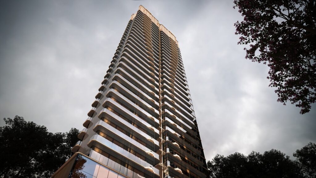 Elie Saab branded residences tower with couture-inspired flowing facade designed by Studio Symbiosis