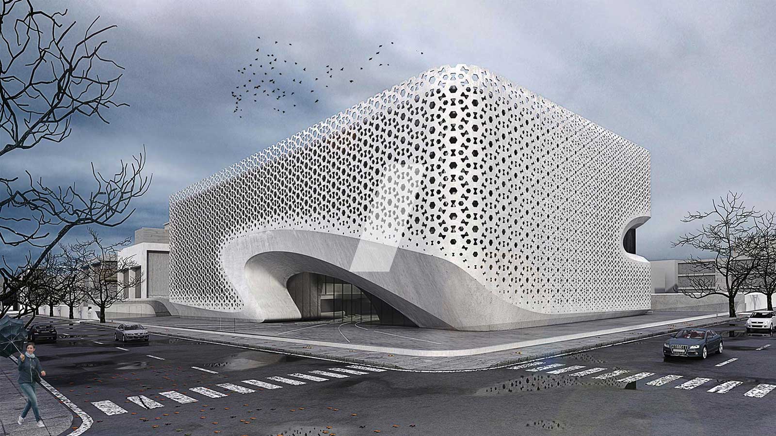 Innovative parametric facade of Punjab Kesari head office design by Studio Symbiosis