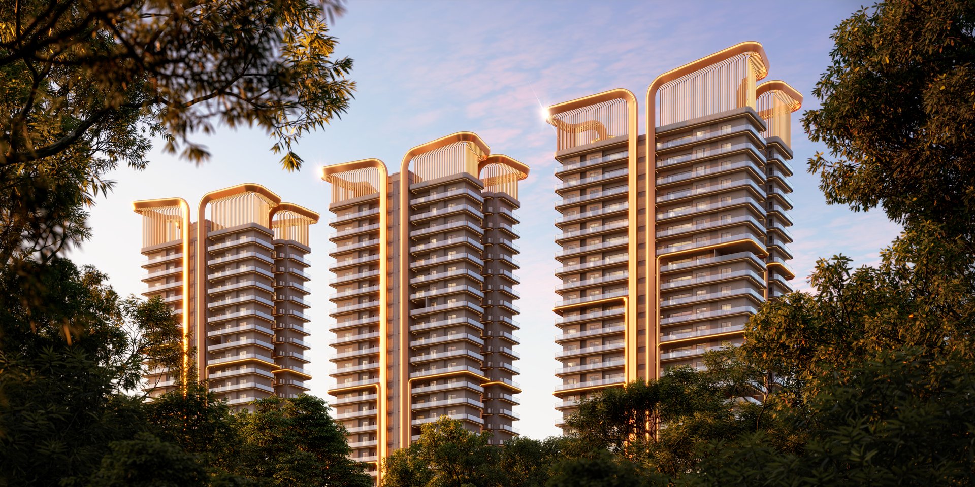 Ashtech Presidential Towers resort-inspired landscape masterplan Greater Noida by Studio Symbiosis